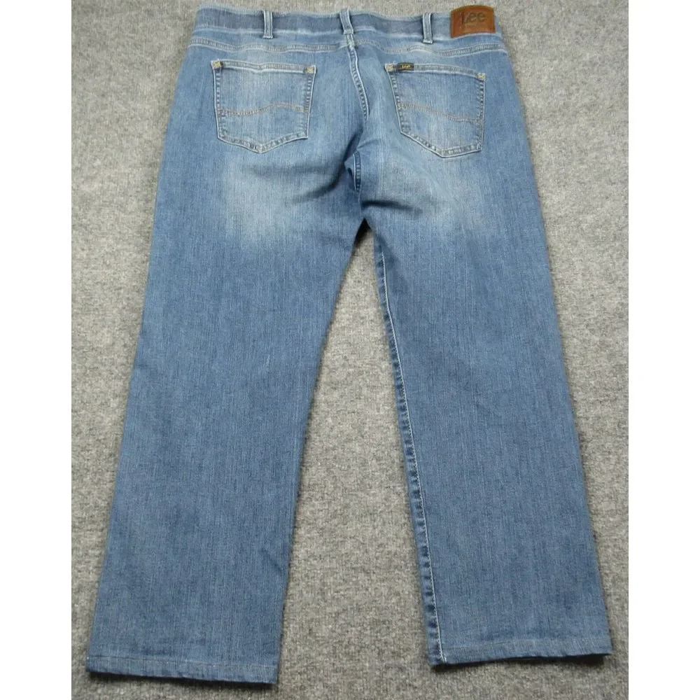 Lee Jeans Mens 38x27 Blue Extreme Motion‎ Slim Fit Straight Leg Stretch Denim